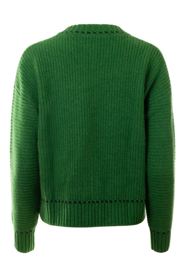 Autumn Cashmere Shaker Crew w  Contrast Stitch Detail Online Sale