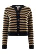 Autumn Cashmere Horizontal Stitch Cardigan in Peacoat - Camel Hot on Sale