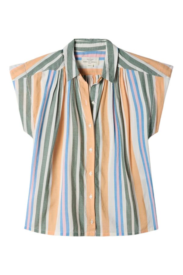 Trovata Birds of Paradis Della Shirt in Antibbes Stripe For Sale