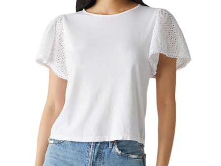 Michael Stars Jenny Eyelet Flutter Sleeve Top Online