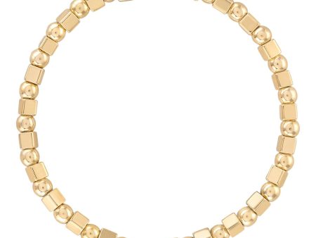 Alexa Leigh Alternating Square and Round Beaded Bracelet in Yellow Gold For Sale