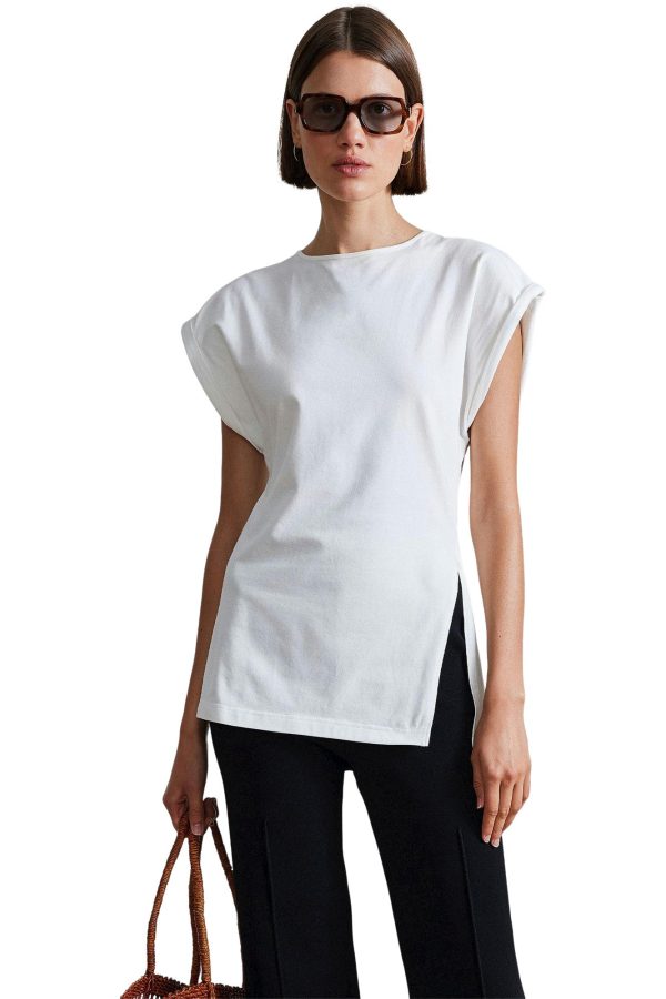 Apiece Apart Asymmetric Tunic Tee in Cream For Sale