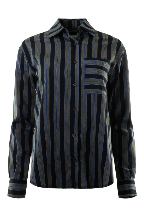 A Shirt Thing Ondine Striped Blouse in Navy Online