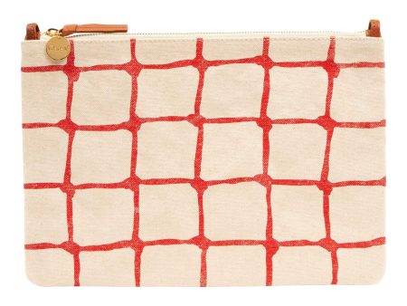 Clare V. Flat Clutch w  Tabs in Natural w  Bright Poppy Net Printed Canvas Online now