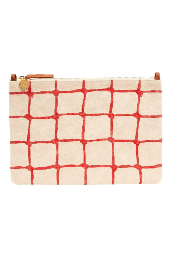 Clare V. Flat Clutch w  Tabs in Natural w  Bright Poppy Net Printed Canvas Online now