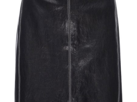 Frame Denim Seam Detail Leather Skirt in Black Hot on Sale