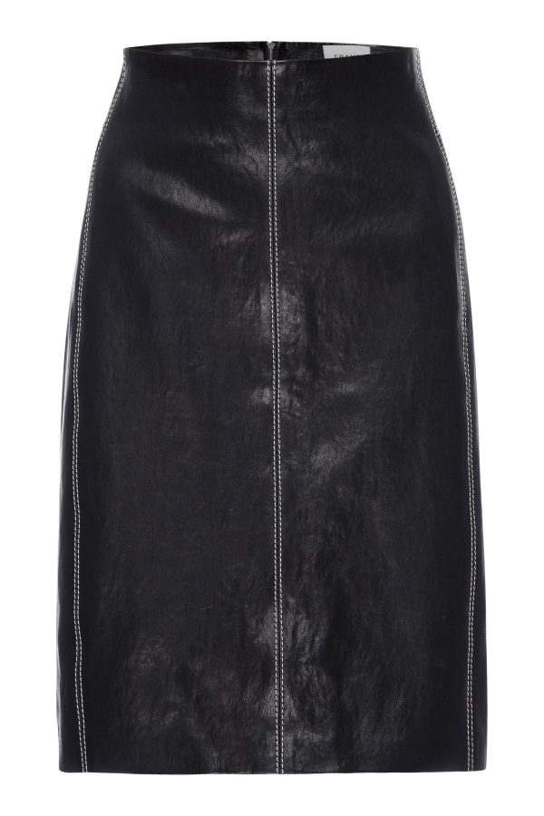 Frame Denim Seam Detail Leather Skirt in Black Hot on Sale