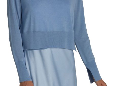 Saint Art Elodie Layered Crewneck Knit in Baby Blue on Sale