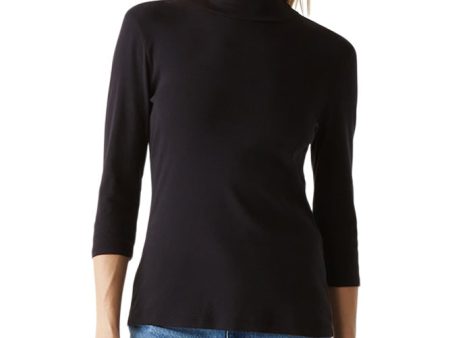 Michael Stars Nico Mock Neck Tee in Black Online Hot Sale