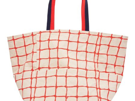 Clare V. Giant Marine Tote in Natural w  Bright Poppy Net Printed Canvas For Cheap