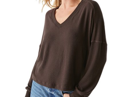 Michael Stars Vic Relaxed V-neck Pullover in Java on Sale