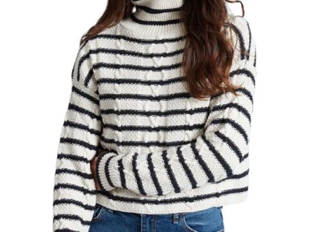 ASKK NY Cable Cropped Turtleneck in Stripe Fashion