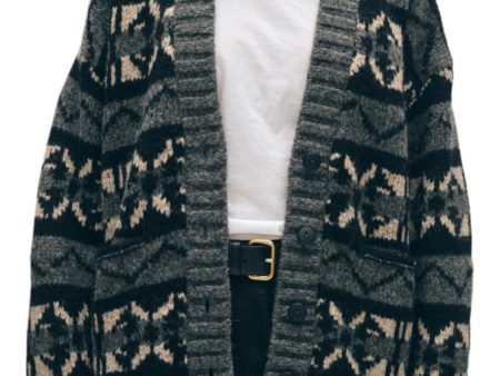 White & Warren Alpaca Blend Fair Isle Cardigan in Grey Combo Online Hot Sale