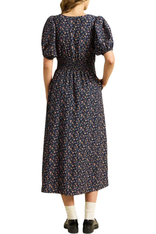 Trovata Birds of Paradis Sonia Dress in Navy Rosette on Sale