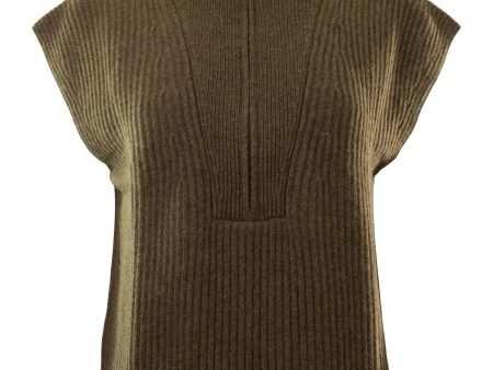 Kujten Frida Sleeveless Turtleneck Sweater in Kaki Chine Online Sale