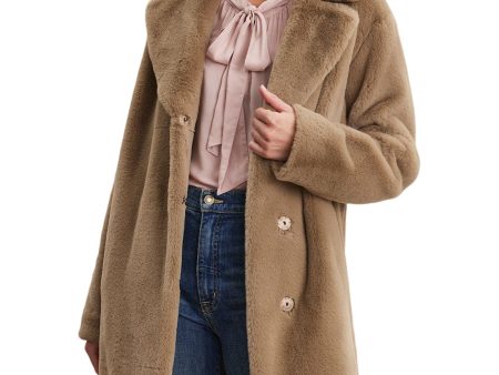 Velvet Evalyn Lux Faux Fur Coat in Cafe For Cheap