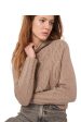 Repeat Cashmere Cropped Cable Knit Cashmere Sweater in Taupe Online Sale