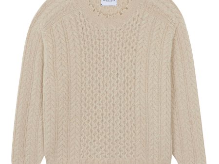 Kujten Ita Cable Crewneck in Organic For Cheap