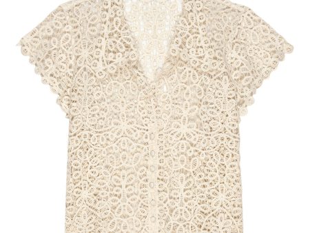 The Great Lattice Top in Cream on Sale