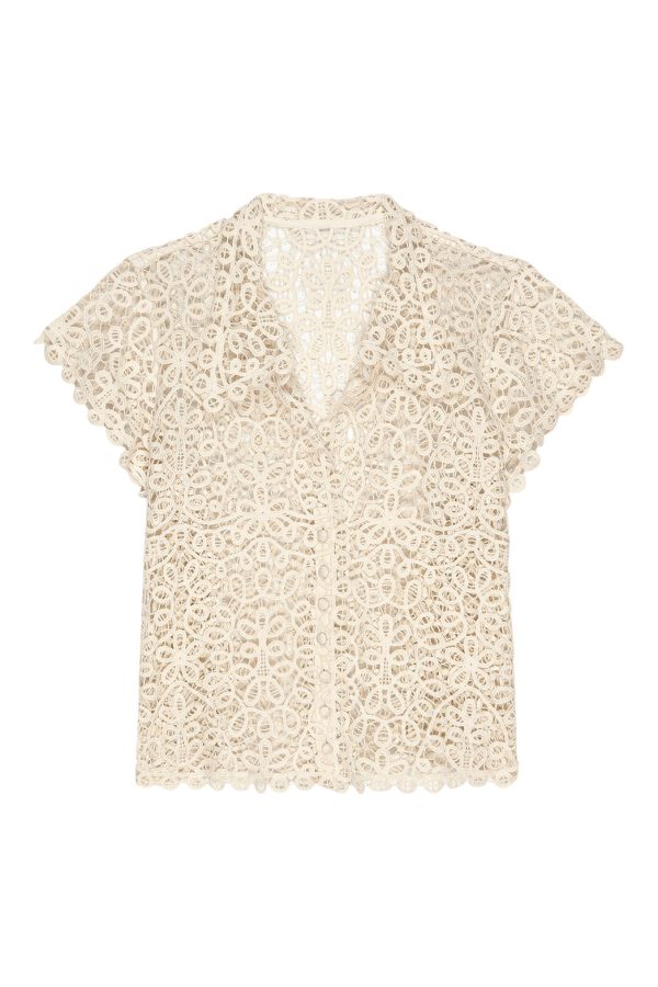 The Great Lattice Top in Cream on Sale