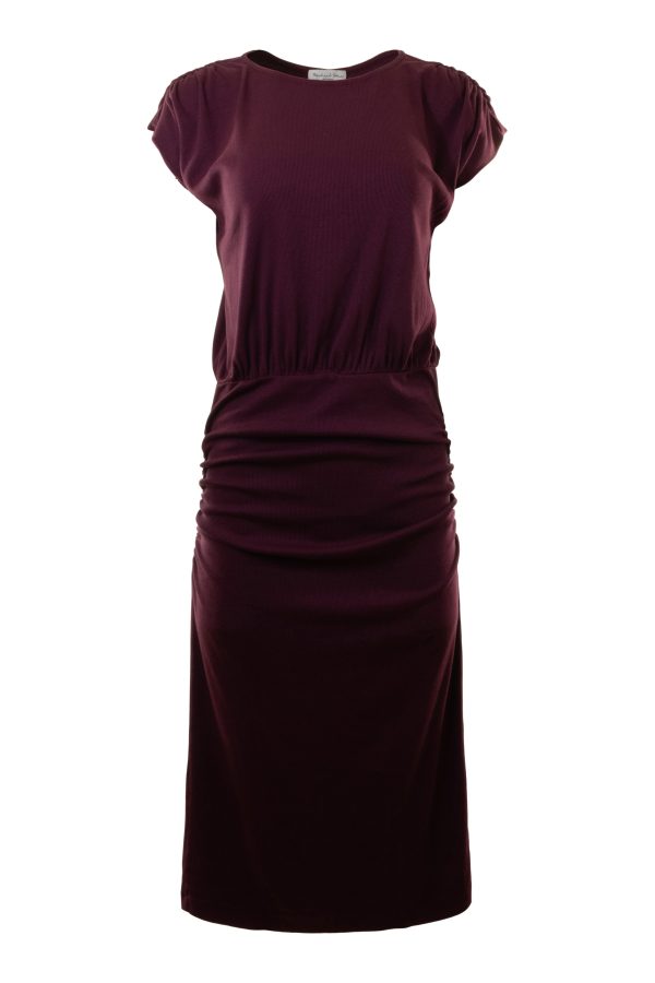 Michael Stars Pippa Gathered Empire Midi Dress in Beetroot Online Sale