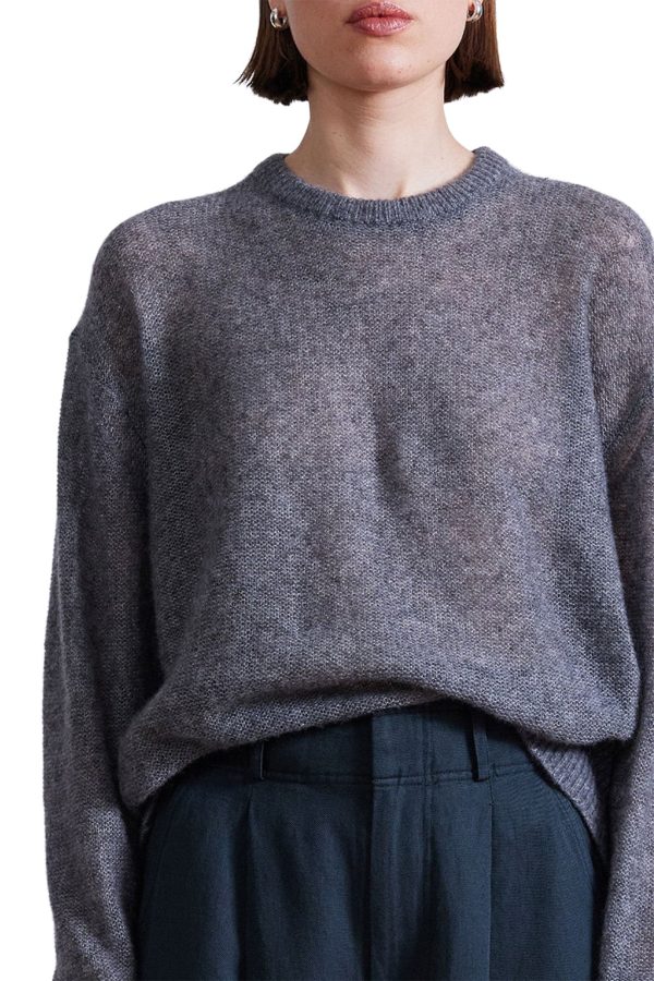 Apiece Apart Softest Tissue Weight Sweater in Charcoal For Sale