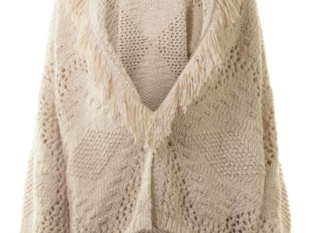 Autumn Cashmere Fringed Shawl Collar Jacket in Sand For Cheap