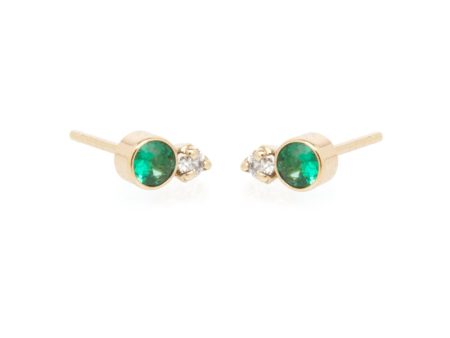 Zoe Chicco 14K Mixed Emerald and Diamond Prong Studs Fashion