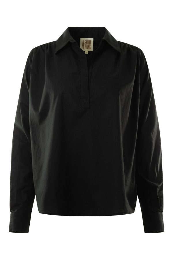 A Shirt Thing Celeste Pullover Shirt in Black on Sale