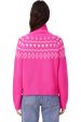 Kujten Stelli Cashmere Fair Isle Turtleneck in Rose Neon For Sale