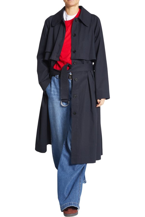 Saint Art London Convertible Trench Coat in Navy Sale