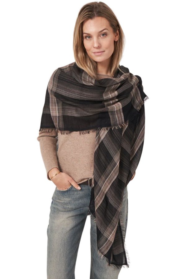 Repeat Cashmere Silk Plaid Scarf in Brown Online Hot Sale