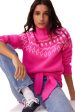 Kujten Stelli Cashmere Fair Isle Turtleneck in Rose Neon For Sale