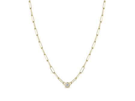 Zoe Chicco 14k Floating Diamond Small Paperclip Chain Necklace in Yellow Gold Fashion