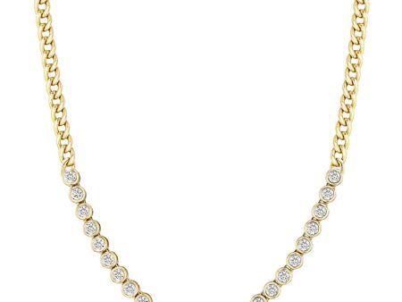 Zoe Chicco Bezel Set Tennis Necklace in Yellow Gold For Sale