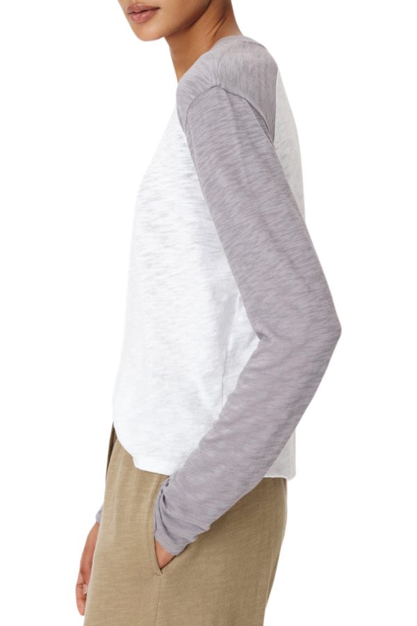 ATM Slub Jersey Baseball Tee in White-Moon For Cheap