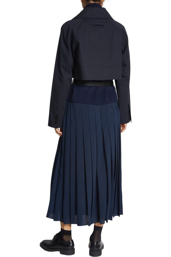 Saint Art Lakelyn Pleated Midi Skirt in Navy Online Hot Sale