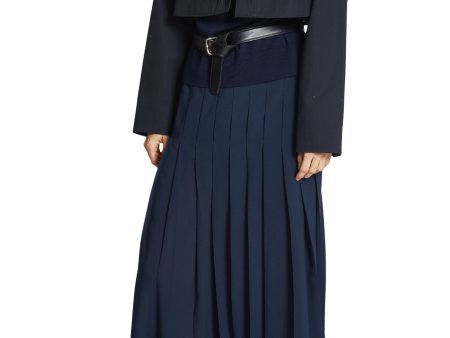 Saint Art Lakelyn Pleated Midi Skirt in Navy Online Hot Sale