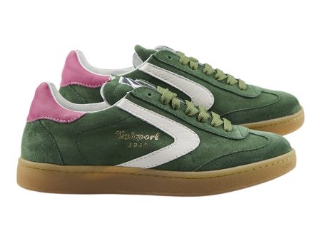 Valsport Olympia Suede Leather Sneaker in Green-Pink Online Hot Sale