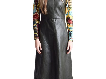 Never A Wallflower Purslane Dress in Olive Faux Leather For Discount