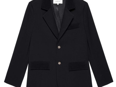 The Great Velvet Trimmed Smoking Jacket in Black Sale