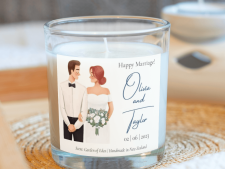 Personalised Names and Date Happy Marriage Candle Discount