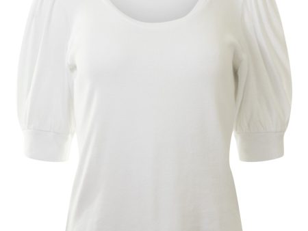 Michael Stars Rosario Fabrix Mix Scoop Neck Tee in White For Sale