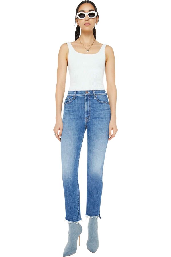 MOTHER Denim HIgh Waisted Rider Ankle Step Fray in Loafers and Lassos Online Sale