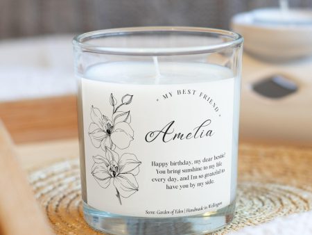 Best friend Birthday Gift Personalized Floral Name Candle on Sale