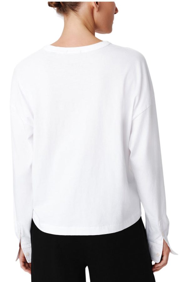 ATM Heavyweight Jersey Mixed Media Top in White on Sale