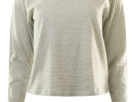 ATM Micro Stripe Slub Long Sleeve Tee in Grey-White on Sale