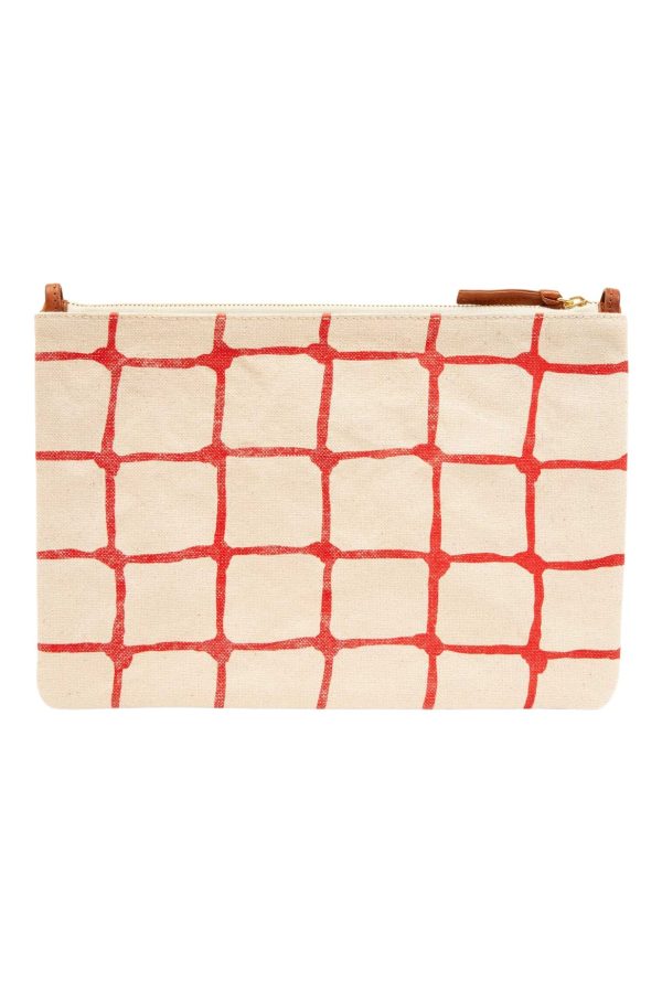 Clare V. Flat Clutch w  Tabs in Natural w  Bright Poppy Net Printed Canvas Online now