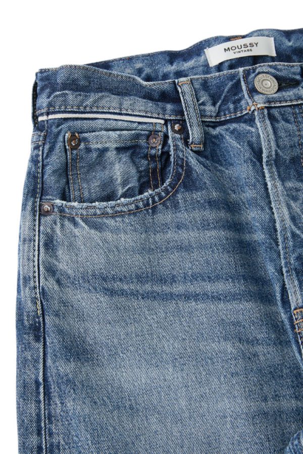 Moussy Denim Esplen Wide Straight Jeans in Blue Supply