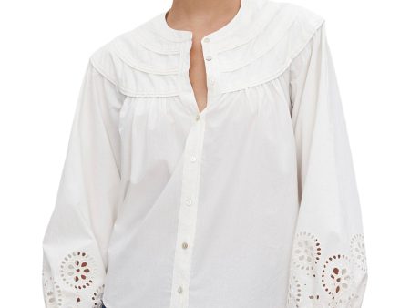 Velvet Carden Eyelet Blouse in Cream Supply